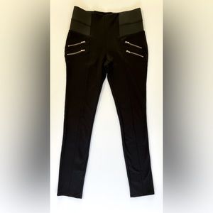 Ci Sono L Black Pants w/ Double Gold Faux Zipper Accent US Women’s Size Large